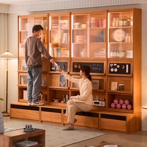 <b>Solid</b> <b>Wood</b> Cherry <b>Wood</b> Combination <b>Bookcase</b> Modular Storage For Living Room Adult Use With Back Panel - Product Image 1