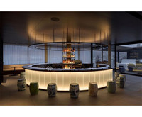 Comptoir de bar moderne lumineux en acrylique semi-circulaire à LED pour hôtels et supermarchés