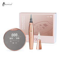 Machine à tatouer les sourcils rotative Biomaser couleur or rose, best-seller, professionnelle avec deux poignées interchangeables