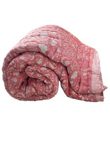 Hand Block Printed Cotton Reversible Indian Floral Print Lightweight Soft <b>Quilt</b> <b>Throw</b> Blanket Kantha Jaipuri Razai - Product Image 5