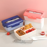 Conteneur de stockage alimentaire en plastique PP antibactérien de 1000 ml, 4 compartiments, chauffable, étanche, boîte à lunch