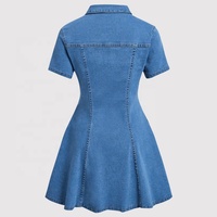 Robe en jean YUANBOFEI pour femme, mini-robe décontractée à manches courtes boutonnée, coupe évasée, délavée foncée et claire, idéale pour l'été