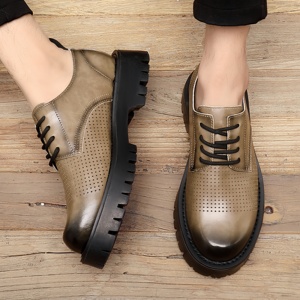 Chaussures en cuir pour hommes, plateforme, pour le bureau, formelles, <span class=keywords><strong>mariage</strong></span>, élégantes, imperméables, respirantes, semelle en caoutchouc - Product Image 4