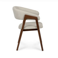 Fauteuil de Salle à Manger Moderne JP Rembourré en Noyer Massif, Chaise en Bois et Tissu pour Salle à Manger
