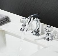 Robinet de lavabo de salle de bain en laiton doré de luxe, 3 pièces, 3 trous, 2 poignées, robinet de lavabo