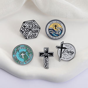 Pin esmaltado de creencia religiosa con Cruz de Jesús, <span class=keywords><strong>no</strong></span> te preocupes, que Dios esté contigo, pide confianza, gracias a Dios, broches, insignia de solapa, regalo de joyería - Product Image 1