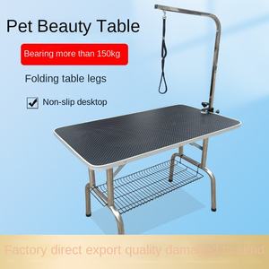 Höhenverstellbarer und Klappbarer Hydraulischer Trimmtisch aus Edelstahl für Hunde und Kleintiere, Pflegetisch mit Wanne für den Tierbedarf - Product Image 2