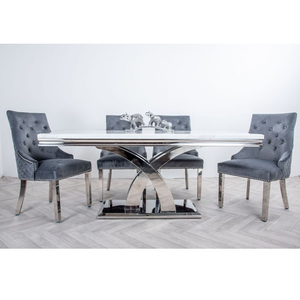 Juegos de comedor de 6 8 asientos plateados, muebles, sillas de comedor de mármol, juego de mesa de comedor de lujo - Product Image 3