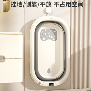 Bañera plegable para bebés, de plástico grande, multifuncional, con soporte para bebés de 0 a 12 meses, para uso doméstico, para bañarse sentados o acostados - Product Image 4