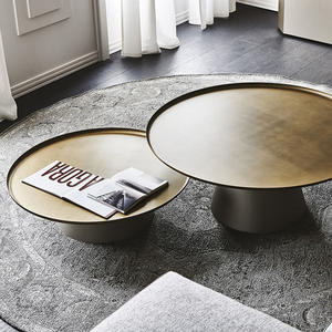 Mesa de centro redonda de lujo nórdica moderna, material de acero, mesa de centro de sala de estar simple para el hogar y el hotel - Product Image 3