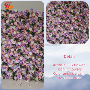 Panel de Pared de Flores Artificiales Románticas de Nueva Tendencia, Decoración de Boda, Flores Artificiales, Panel de Pared de Rosas Púrpuras - Product Image 6