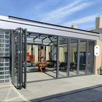 Porte patio pliante moderne en aluminium Deyu, double vitrage trempé, design minimaliste, anti-pincement, garantie 3 ans, modèle