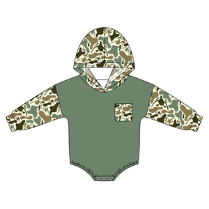 Custom Boutique Camo <b>Cute</b> Baby Boys Hoodie Pocket Romper Toddles Casual Newborn <b>Onesies</b> Wholesale Infant Factory Price Clothes - Product Image 4