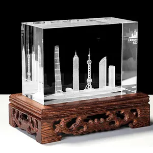 5*5*8 cm crystal cube 3D laser gegraveerde Dubai panoramisch architectuur groep beroemde gebouw cadeaus voor bruiloft geschenken terug