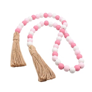 Nouvelles pampilles en corde de chanvre à motif café et perles en bois colorées pour la décoration de plateaux, ornements et pendentifs - Product Image 6