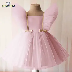 Robes de princesse d'été en dentelle pour enfants Robe à fleurs pour filles Costume de fête d'anniversaire pour enfants Robe pour bébé