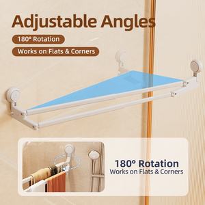 رف منظم للشبشب مثبت على الحائط للحمام ، حامل أكواب شفط مزدوج الطبقات ، رف مناشف - Product Image 2