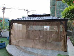Gazebo de Aluminio Resistente con Techo Doble Metálico, Impermeable, Ecológico, Muebles de Exterior, Diseño Mid-Century, para Patio de Hotel, con Cierre - Product Image 3
