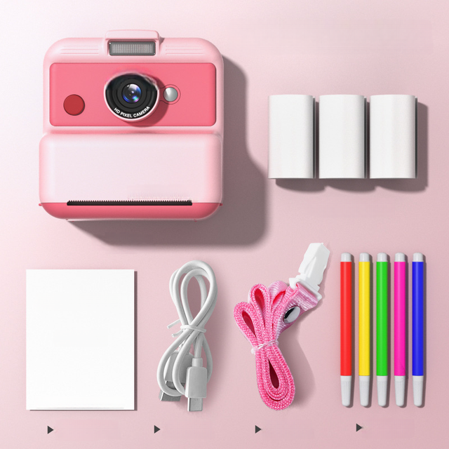 Kids Instant Print Camera with 3.0-inch IPS Screen 1080P Video Zero Ink Thermal Printing CMOS Sensor Recording Function