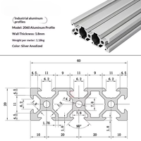 Profilé en alliage d'aluminium à fente en V standard européen 2060 pour machine CNC, mouvement linéaire, système d'automatisation industrielle, pliage et découpe