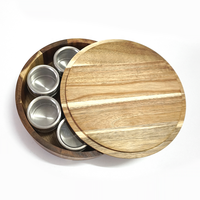 Nouvel arrivage Boîte d'organisation d'assaisonnement en acier inoxydable pour la cuisine 8 pièces Plateau à épices avec support en bambou