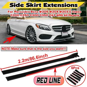 สเกิร์ตข้างแบบใหม่ W205 พร้อมครีบตกแต่งดิฟฟิวเซอร์สำหรับ Mercedes Benz W205 W204 W203 W212 W213 W117 W176 - Product Image 1