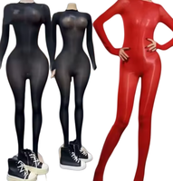 Viviblook Z1031JP01 Combinaison intégrale érotique à manches longues, effet brillant, transparente et sans couture, pour costumes de cosplay