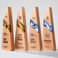 Trophée en cristal personnalisé avec base en bois, récompense pour anniversaire d'entreprise, reconnaissance des employés, cadeau d'affaires