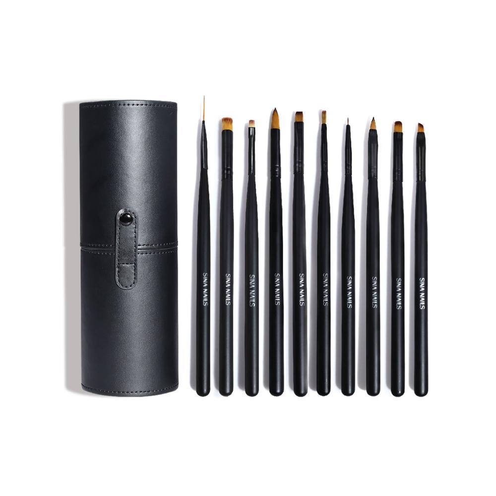 2020 десять частей Профессиональный покраски деталей комплект щеток искусства ногтя Fine Liner туфли на плоской подошве с круглым носком, микро деталь ручка для нейл-арта набор