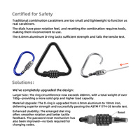 Cadenas numérique portable en alliage de zinc de taille standard, type mousqueton, pour vélo et casque de vélo électrique 10A
