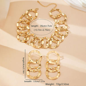 البوب سميكة الملتوية كوبي كبح قلادة الأقراط مجموعة مجوهرات كبيرة ثقيلة واسعة السمين سلسلة مكتنزة قلادة الأقراط مجموعة البانك الهيب هوب - Product Image 6