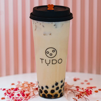 Gobelets en plastique rigide transparent givré de 16/24 oz pour boissons chaudes et froides, avec impression de logo personnalisé, couvercles Panda Ere, gobelet Boba Bear