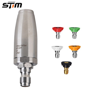 หัวฉีดน้ำแรงดันสูงสแตนเลส Stim ขนาด 1/4 G/F แบบเชื่อมต่อเร็ว 250 บาร์ หัวฉีดแบบกังหันหมุนได้ 360 องศา - Product Image 1