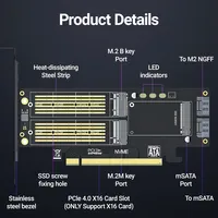 JEYI 3 in 1 Kartu Adaptor SSD M.2 NVMe ke PCIe 4.0 3.0 M.2 SATA ke SATA III mSATA ke SATA Converter untuk PC Desktop OEM