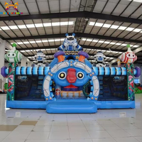 Château gonflable commercial avec toboggan, double piste, taille personnalisable, équipement de terrain de jeu extérieur en PVC, garantie de 3 ans