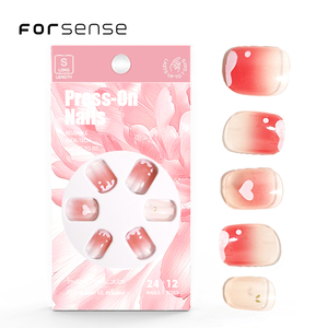 Produttore all'ingrosso piccola stampa rossa sulle <span class=keywords><strong>unghie</strong></span> con adesivo en gros alla rinfusa coreano corto quadrato finto chiodo con colla di gelatina en caja - Product Image 3