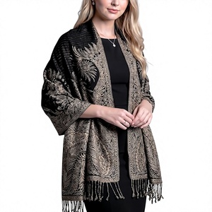Trendy Striped Cashmere Long <b>Wrap</b> <b>Shawl</b> for Women with Fringe Trim for Travel Party Everyday Fashion - Product Image 6