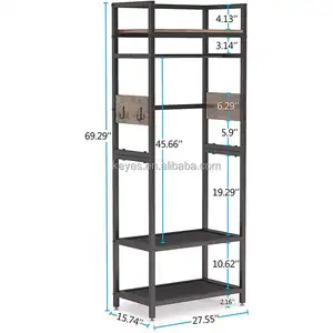 Hall Entryway ceket elbise Metal ahşap vitrin rafı ayakkabı depolama asılı şapka çanta Bar ve kancalar ekran standı