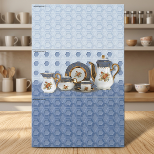 Carreaux muraux en céramique bleu blanc 300x600mm Conception de tasse à café de cuisine Finition brillante Idéal pour la taille intérieure 30x60cm 12x24 - Product Image 4