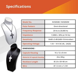 Microphone cravate filaire dissimulable Neutron NHS850B/W, qualité sonore spectaculaire, 3,5 mm, haute sensibilité, conception omnidirectionnelle - Product Image 6