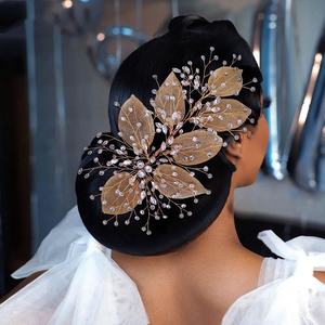 غطاء رأس عرائسي مصنوع من أوراق الشجر ومرصع بالكريستال مُزين بحجر الراين لتزيين رأس العروس، إكسسوارات شعر لحفلات الزفاف، غطاء رأس للعروس لوصيفات الشرف - Product Image 2