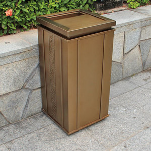 Bote de Basura Cuadrado de Acero Inoxidable Resistente para Interiores con Revestimiento Galvanizado para Vestíbulos de Oficinas Corporativas y Zonas de Comida en Centros Comerciales - Product Image 1