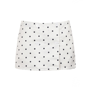 Mini-jupe moulante à taille basse pour femme, imprimé pois, boutonnée sur le devant, décontractée, ajustée, pour l'été - Product Image 6