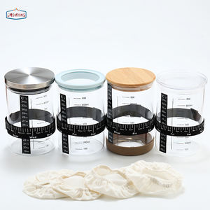 खट्टा स्टार्टर जार किट बड़े खट्टा स्टार्टर ग्लास जार के साथ डेट चिह्नित फीडिंग बैंड थर्मामीटर स्पैटुला कपड़ा कवर - Product Image 3