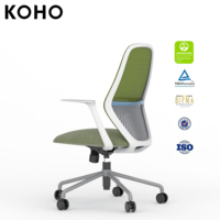 Chaise de bureau professionnelle à dossier mi-hauteur en maille avec roulettes en nylon, design moderne et luxueux, chaise de bureau verte pour le personnel