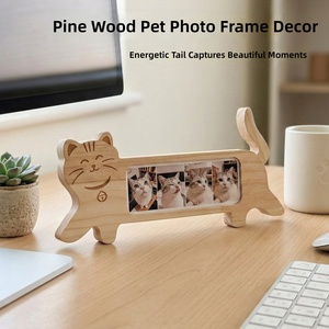 Cornice Portafoto in Legno a Forma di Gatto, Espositore per 4 Foto di Animali Domestici, Decorazione Commemorativa da Tavolo - Product Image 2