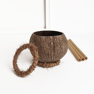 Bols en coquille de noix de coco, artisanat en bois naturel, design minimaliste, biodégradable, pour céréales, usage domestique - Product Image 4