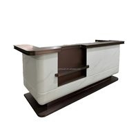 Comptoir de réception en marbre blanc avec finition brun foncé, comptoir d'accueil moderne pour bureau, mobilier de hall d'hôtel, fabrication sur mesure OEM/ODM