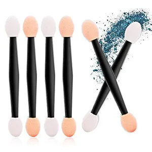 Latex sekali pakai dua sisi kuas Eyeshadow spons berujung Oval Makeup aplikator (hitam)