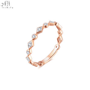 Anillo de Media Eternidad Apilable de Oro Rosa Sólido de 18K con Diamantes Naturales Reales, Diseño Moderno y de Moda, Regalo de Aniversario de Bodas para Mujer - Product Image 4